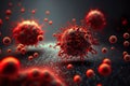 illustration of Macro streaming red blood cells , pandemic risk background,
