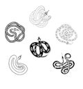 Collection of magic snakes with black ink on a white background