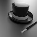 Magicians hat and wand Royalty Free Stock Photo