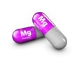 Illustration of Magnesium mineral. Glossy drop pill capsule and vitamin complex. Healthy life medical dietary supplement Royalty Free Stock Photo