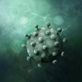 Illustration of a magnified Covid-19 virus