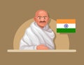 illustration of Mahatma Gandhi was an Indian lawyer who led his country to freedom figure vector