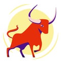 Illustration of a majestic bull in a fighting stance. Taurus Zodiac sign. Royalty Free Stock Photo