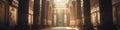 illustration, majestic egyptian temple with columns, website header, ai generative