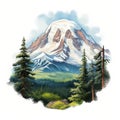 Detailed Mountain Forest Sticker With Vibrant Colorscape