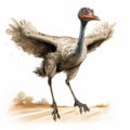 Illustration Of A Majestic Ostrich In Flight