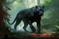 Illustration of Malaysian black panther in the jungle Generative Ai Royalty Free Stock Photo