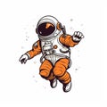 Illustration of a male astronaut in an orange space suit floating in zero gravity. Royalty Free Stock Photo