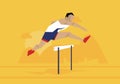 Illustration Of Male Athlete Competing In Hurdles Race