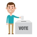 Illustration Of Male Character Putting Vote In Ballot Box