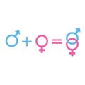 Male and female keyboard combination.Gender symbol pink and blue icon