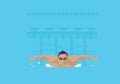 Illustration Of Male Swimmer Competing In Butterfly Event