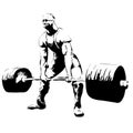 The Illustration man with barbell deadlift
