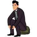 illustration of a man in a business suit is sad