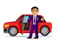 Illustration of Man Buys a New Car Royalty Free Stock Photo