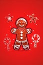 man red cookie new christmas background holiday white decoration gingerbread food sweet. Generative AI.