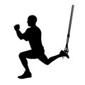 Illustration of man doing suspended lunge trx exercise isolated on white.