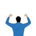 illustration of a man feeling free and happy with a gesture of raising his hands up as if he were celebrating