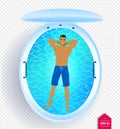 Illustration of man in floating tank Royalty Free Stock Photo