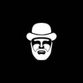 Illustration Man with a hat, Italian Mafioso Face on black background