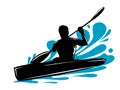 Illustration of man in kayak, slalom . black and white sketch, white background Royalty Free Stock Photo
