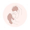 Illustration of a man kissing a woman passionately,linear design