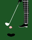 Illustration of a man playing golf with a brain and the hole being the heart