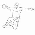 Silhouette handball player. vector drawing