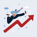 Illustration of Man running on growth graph on white backround. Royalty Free Stock Photo