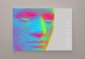 Illustration of an man\'s face created from small cubes. Anonymous social masking. Voxel art. 3D