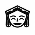 Japanese Mask Icon: Simple Vector Design Inspired By Maya Renderings Royalty Free Stock Photo