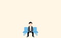 Illustration of a man sitting alone on a two-seater bench Royalty Free Stock Photo