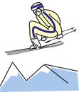 Illustration of man skiing.