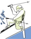 Illustration of man skiing.