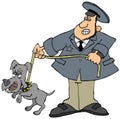 Dog catcher holding back a feisty little mutt Royalty Free Stock Photo