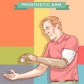 Illustration of a Man using His Prosthetic Arm