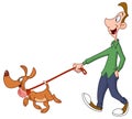 Man walking dog Royalty Free Stock Photo