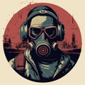 an illustration of a man wearing a gas mask Royalty Free Stock Photo