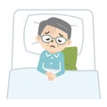 Illustration of a man who is bedridden and depressed