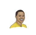 illustration of a man with yellow shirt smile on a white background