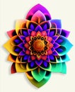 Illustration of Mandala floral abstract rosette symmetrical . generative ai