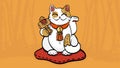 Illustration of maneki neko talisman cat beckoning wealth