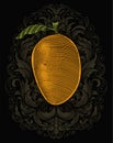 Illustration manggo fruit with vintage engraving ornament