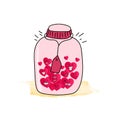 Illustration many love heart on jar design