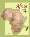 Illustration of the map of Africa in the style polygon graphics. imitation vintage political map of Africa.