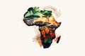 Illustration of the map of the African continent filled with colors. Generative AI Royalty Free Stock Photo