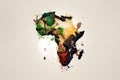 Illustration of the map of the African continent filled with colors. Generative AI Royalty Free Stock Photo