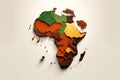 Illustration of the map of the African continent filled with colors. Generative AI Royalty Free Stock Photo