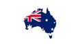 Illustration of the map of Australia with its flag on a white background Royalty Free Stock Photo