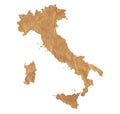 map of Italy on old crumpled brown grunge paper